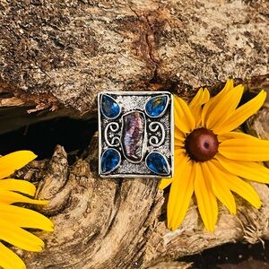 Biwa Pearl Blue Topaz 925 Sterling Silver Ring